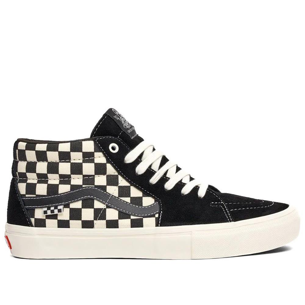 Vans Patinar Mid - tablero de ajedrez Negro/Malvavisco