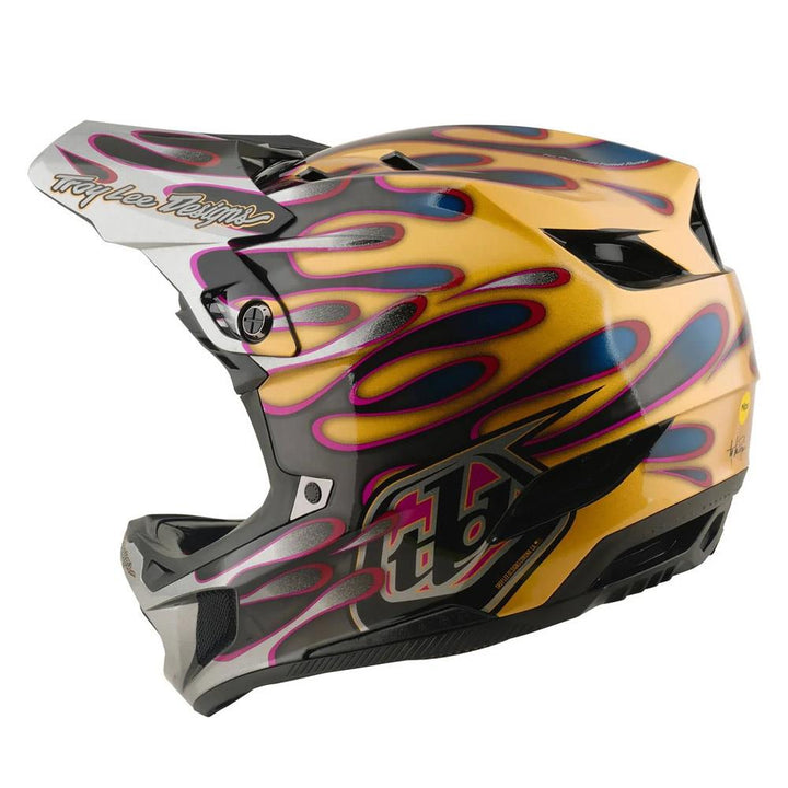 Troy Lee D4 Carbon MIPS Race Helmet - Overspray Gold/Black