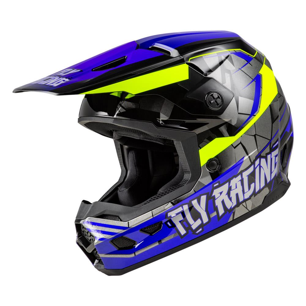 Fly Racing Youth Kinetic Scorched Helmet - Blue/Grey/Hi-Vis