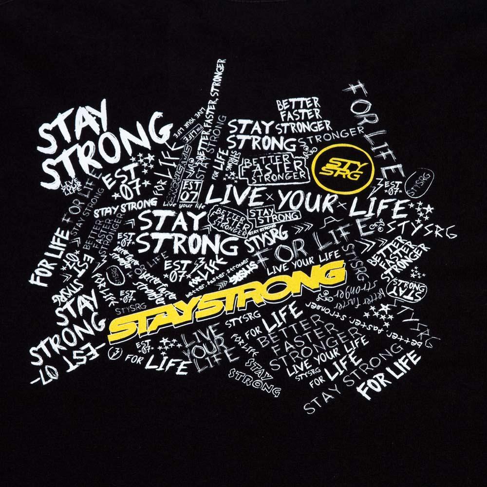 Stay Strong Camiseta de manga larga de garabatos - Negro