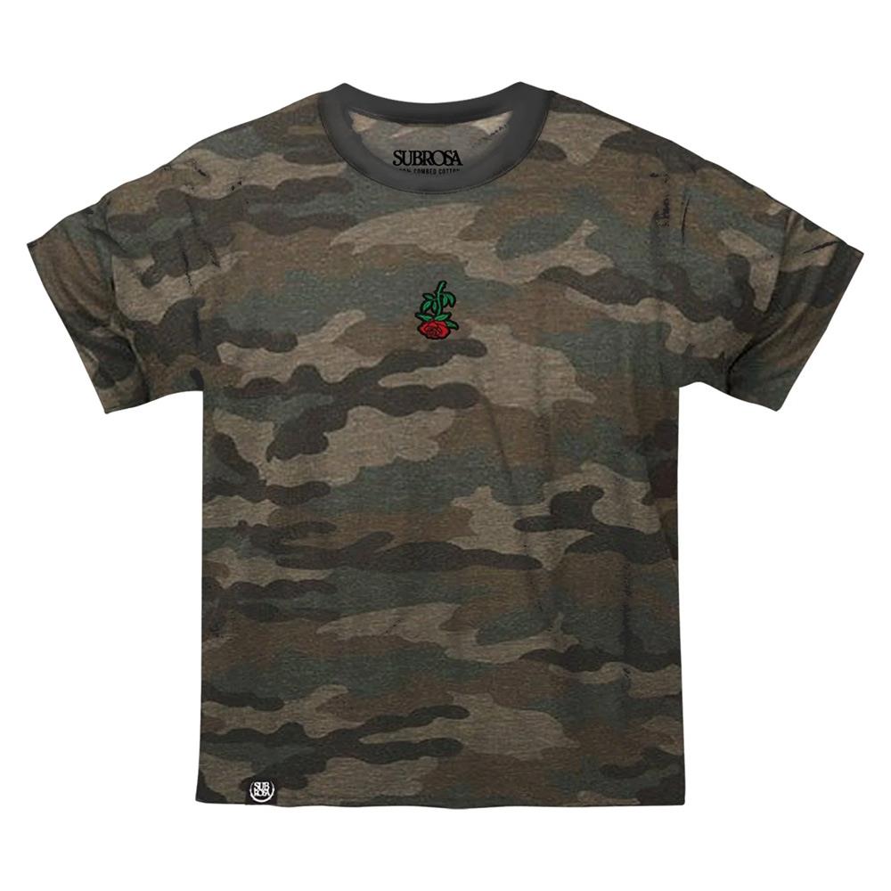 Subrosa Rose Embroidery Youth T-Shirt - Camo