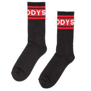 Odyssey Futura Crew Socks - Black with Red Stripes