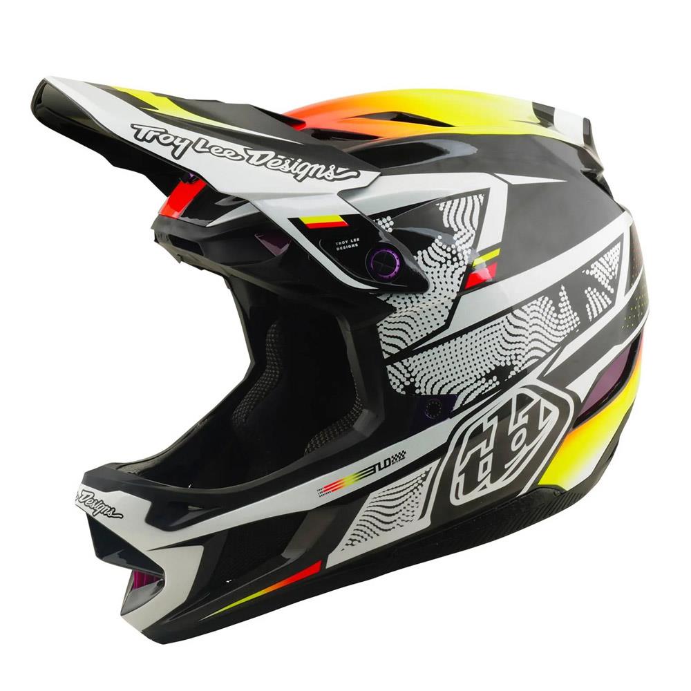troy lee design helm mtb Troy Lee D4 Carbon MIPS Race Helmet - Lined Up Black – Source BMX
