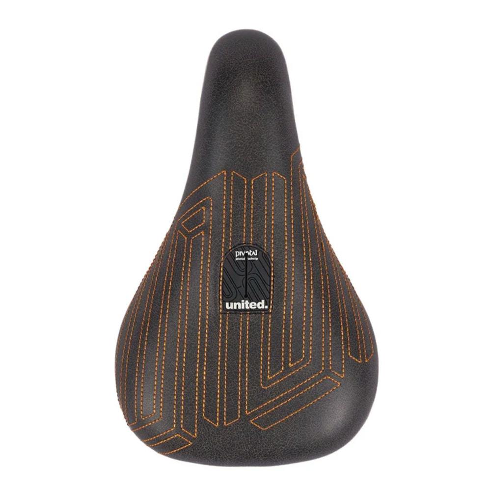 United Squad Fat Pivotal Seat - Black with Orange Stitch