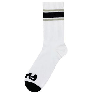 Cult Chaussettes d'équipage à rayures - blanc avec gris et Noir Bande