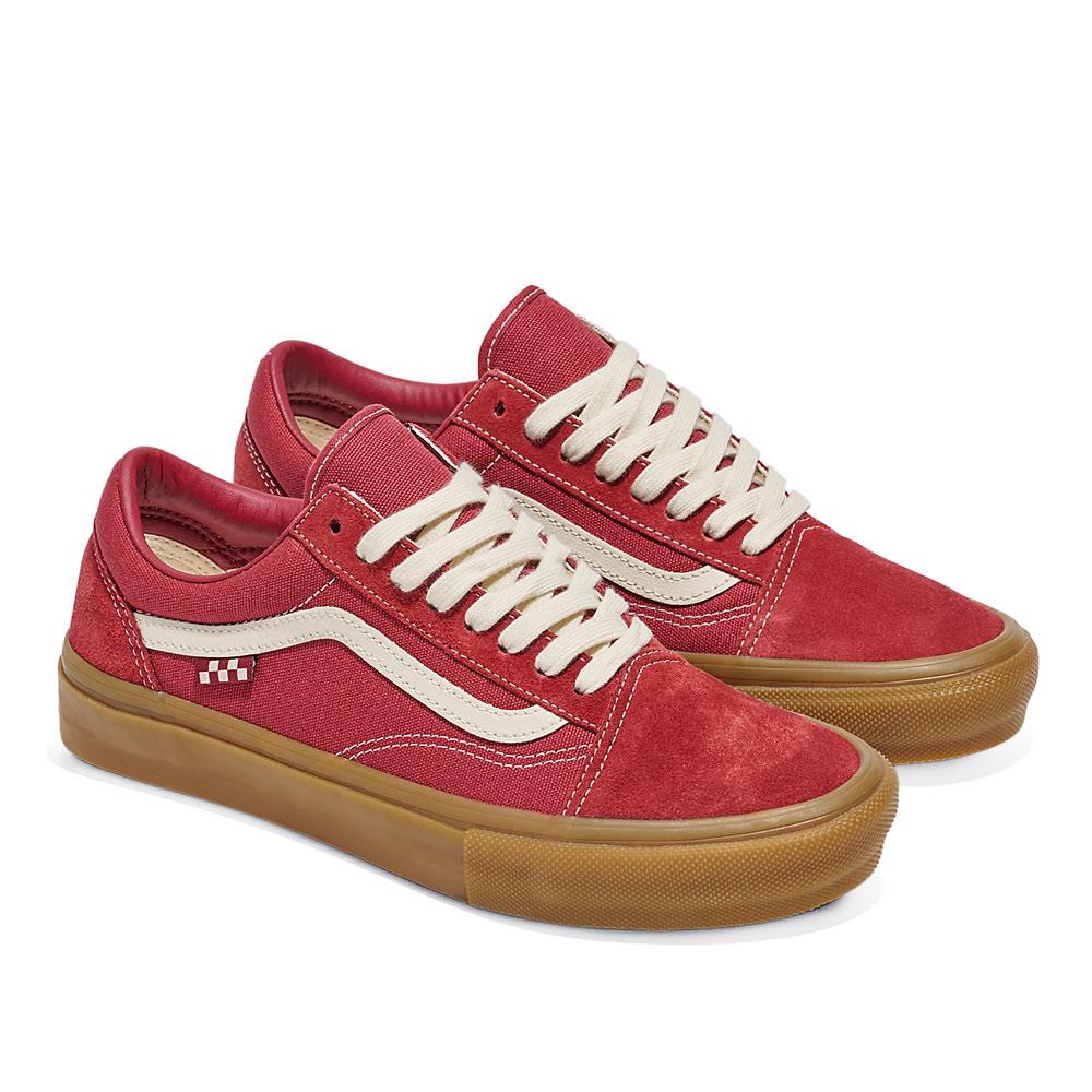 Red Suede Vans Old Skool Lowpro Suede Sneakers In Red/White/Gum
