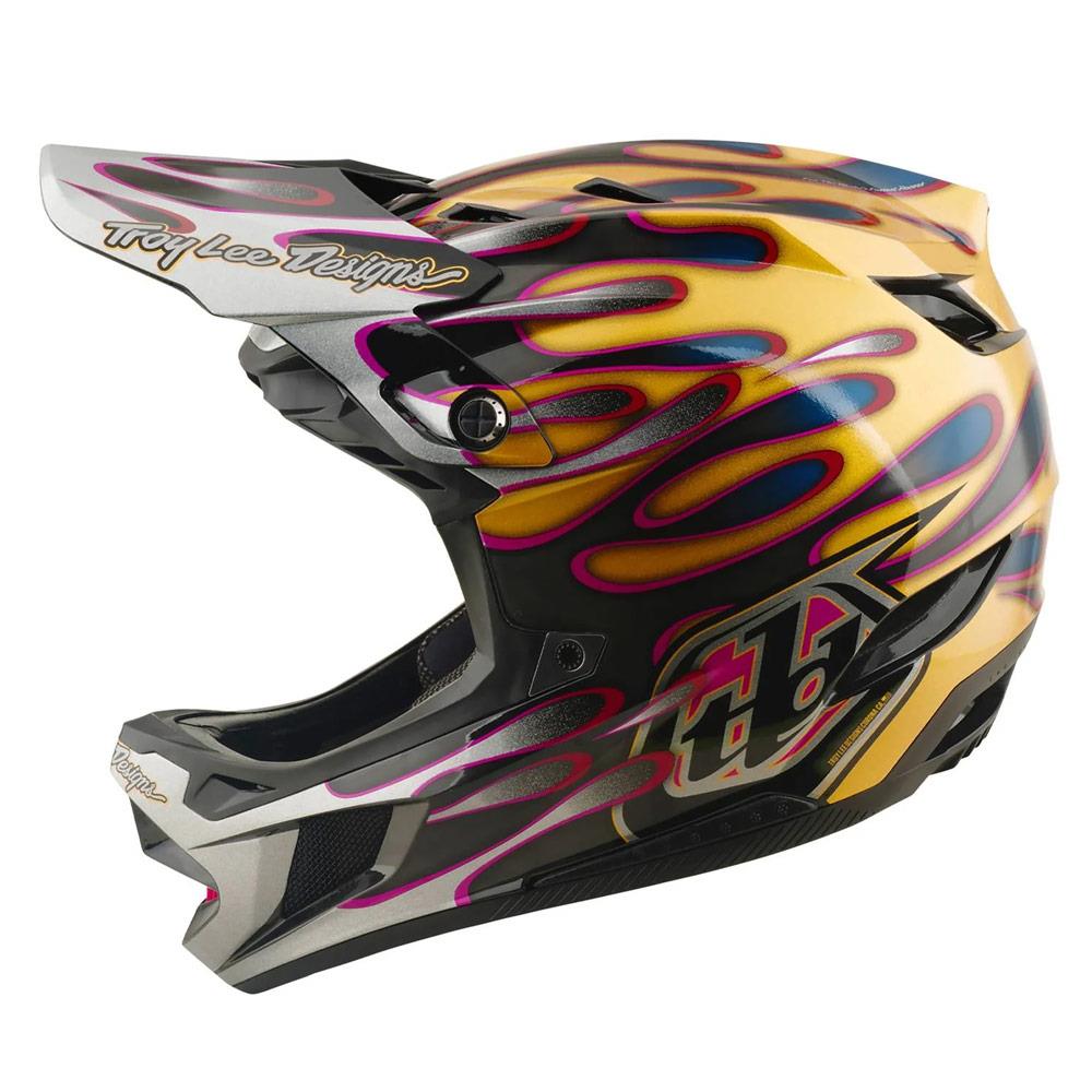 Troy Lee D4 Carbon MIPS Race Helmet - Overspray Gold/Black