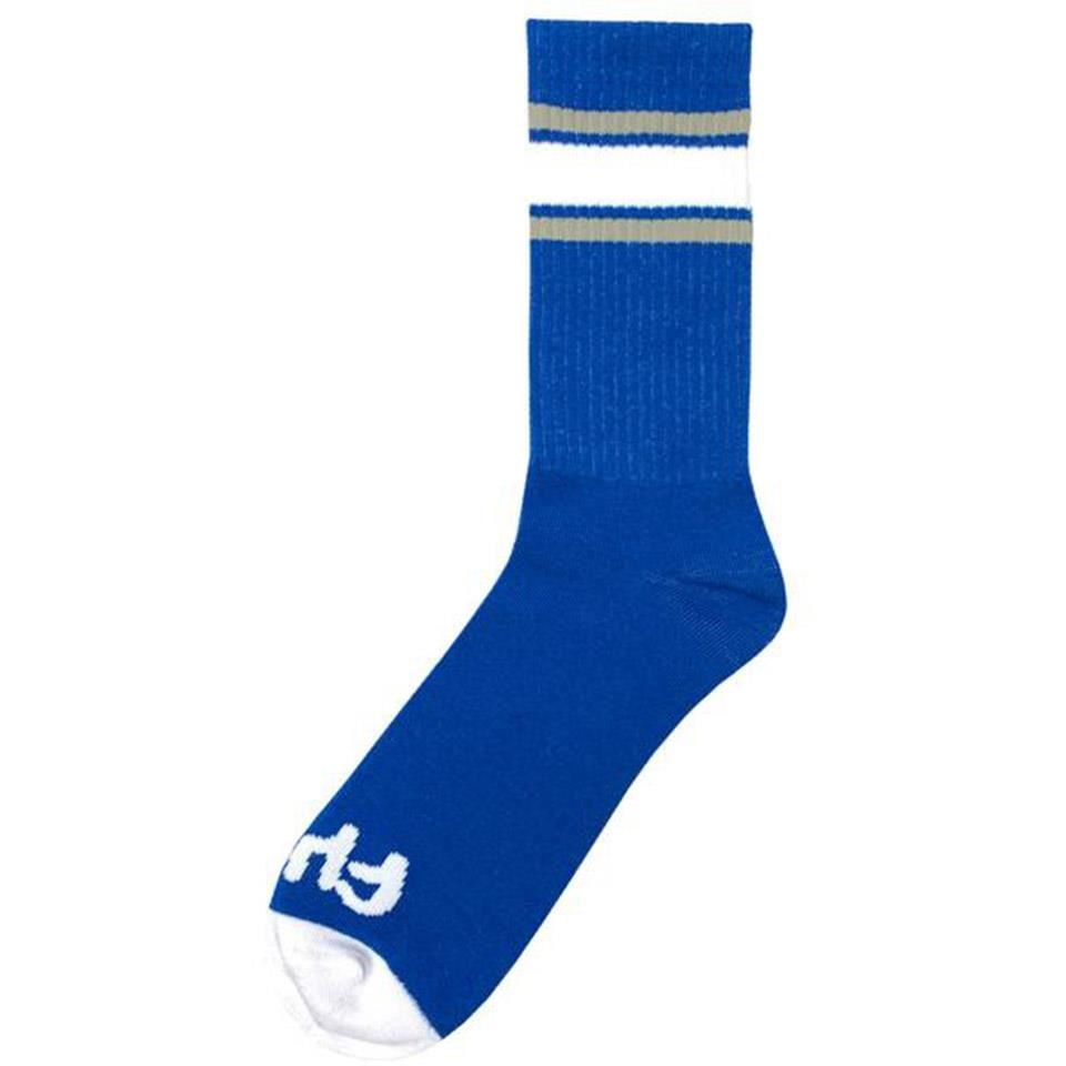 Cult Streifen -Crew -Socken - blau mit grau -weißer Streifen