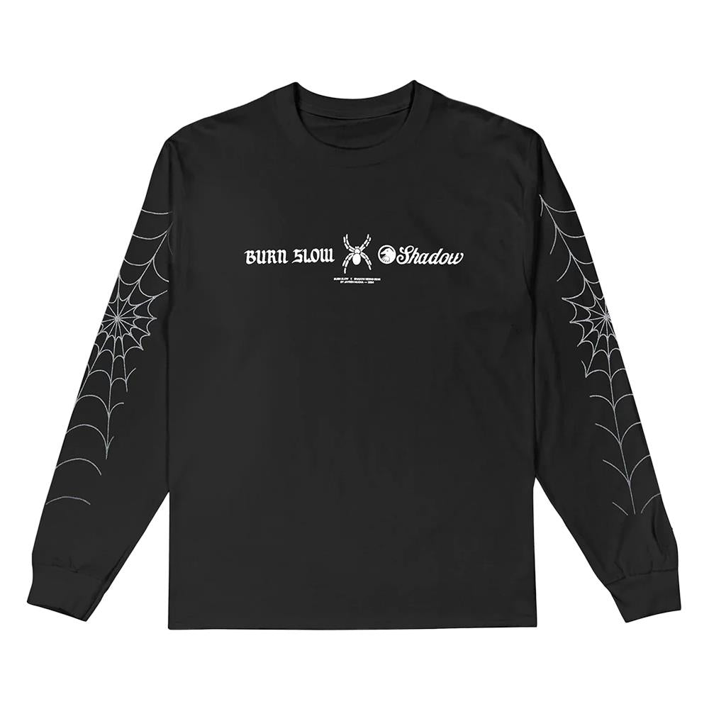 Burn Slow x Shadow Riding Gear Spider Logo Long Sleeve T-shirt - Black