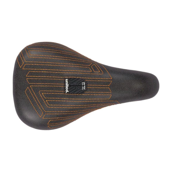 United Squad Fat Pivotal Seat - Black with Orange Stitch