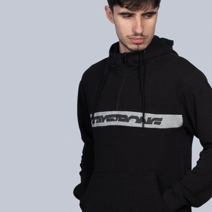Stay Strong Cut Stripe 1/4 Zip Hoodie - Black/Grey