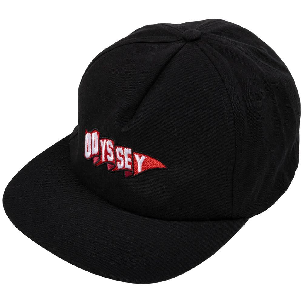 Odyssey Pennant Hat - Black With Red & White Stitch