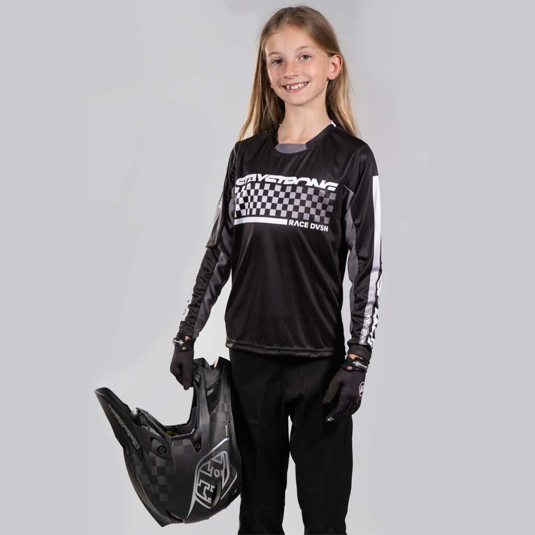Stay Strong Youth Checker Race Jersey - Black