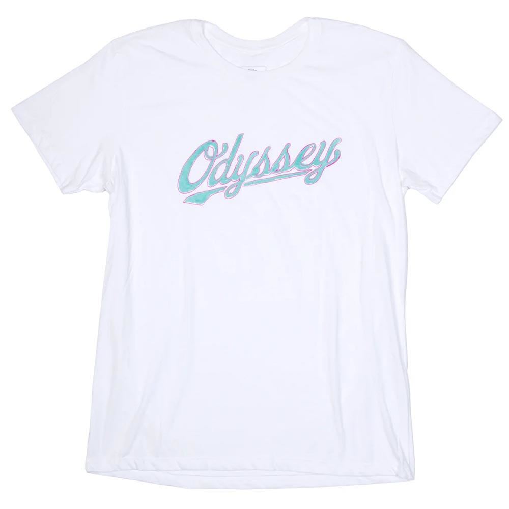 Odyssey Sketch Slugger T-Shirt - White with Teal/Pink