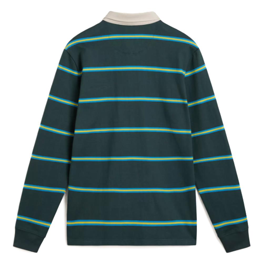 Vans Gatewood Rugby Stripe Long Sleeve Polo - Green Gables