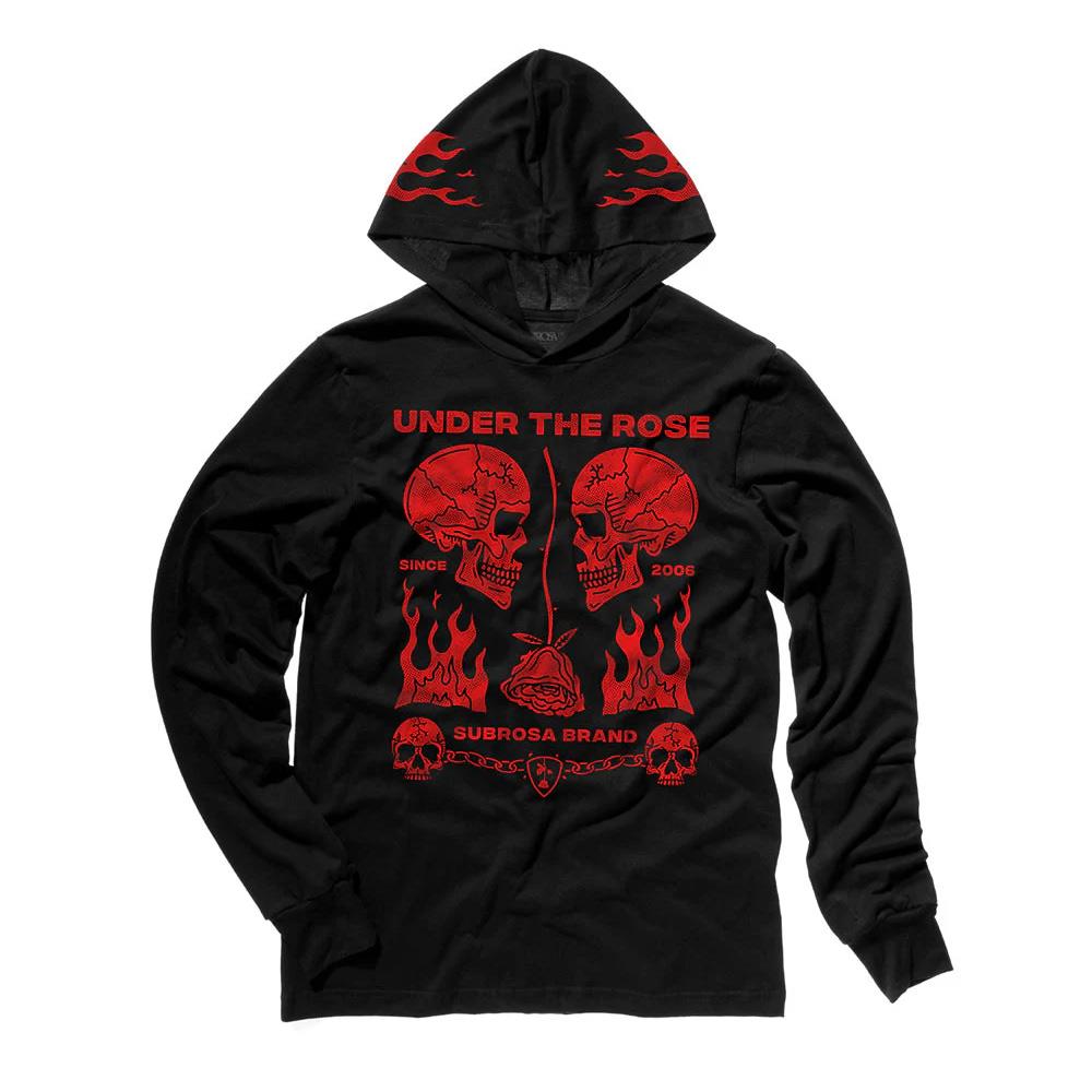 Subrosa Rose Malone Hooded Long Sleeve Shirt - Black