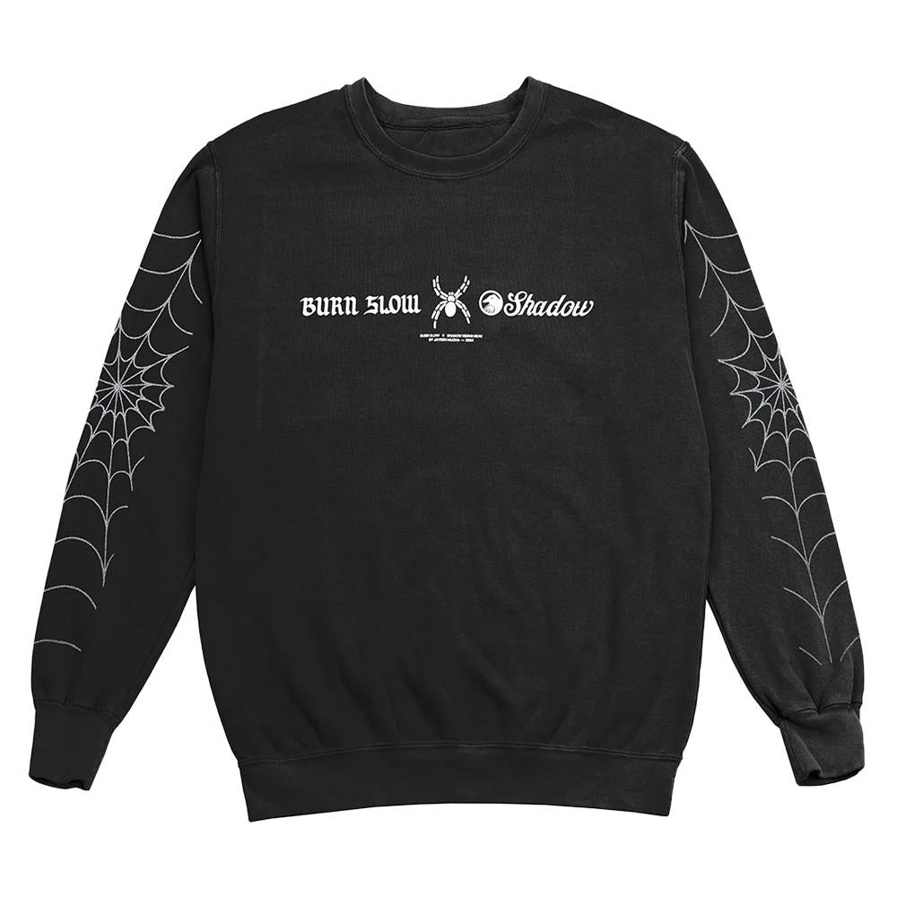 Burn Slow x Shadow Riding Gear Spider Logo Crewneck Sweatshirt - Black