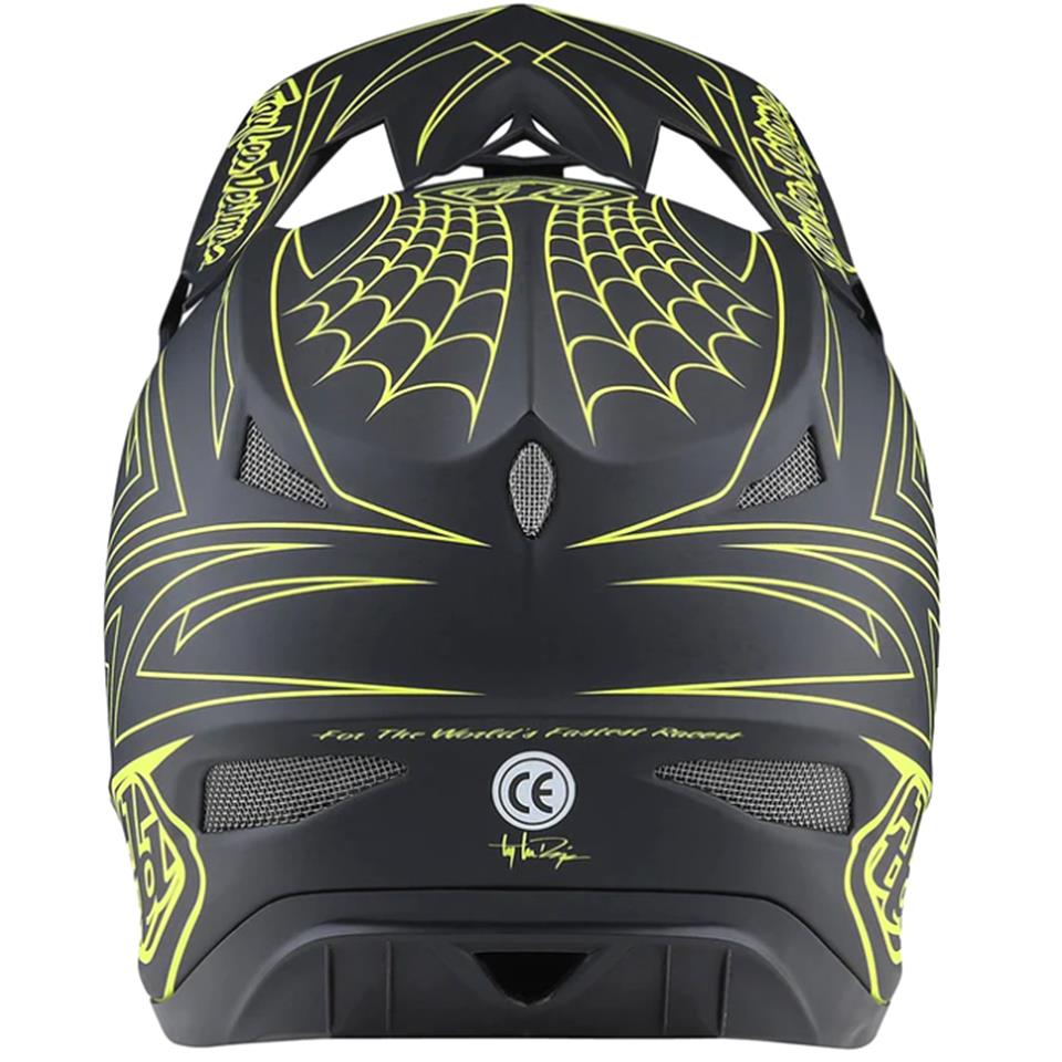 Troy Lee D3 Fiberlite Race Helmet - SpiderStripe Grey/Yellow