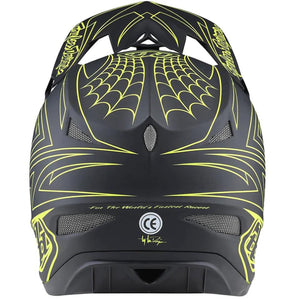 Troy Lee D3 Fiberlite Race Helmet - Spiderstripe Grey/Yellow