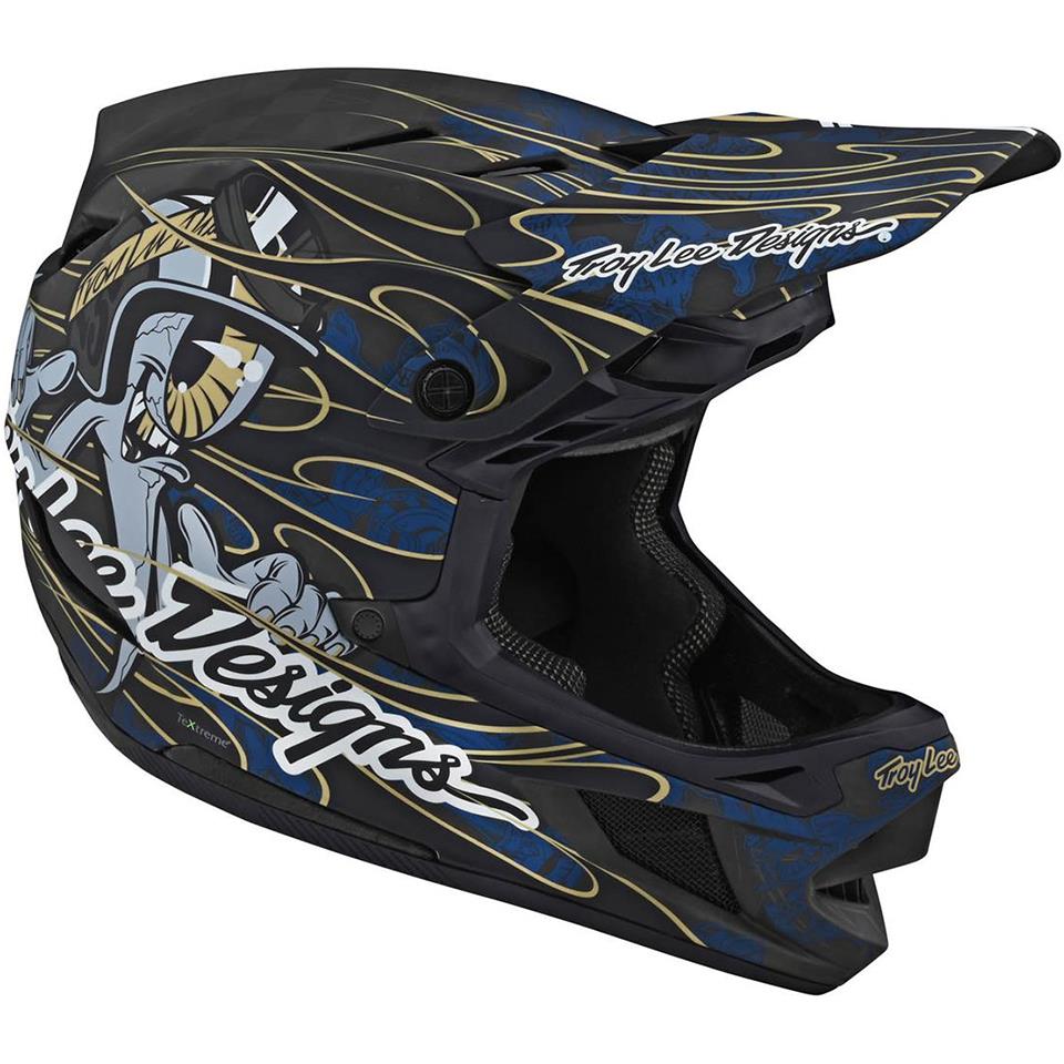Troy Lee D4 Carbone Casque de course - Blue Oey Rield en édition limitée