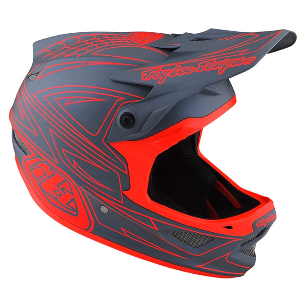 Troy Lee D3 Fiberlite Race Casque - Spiderstripe Grey / Red