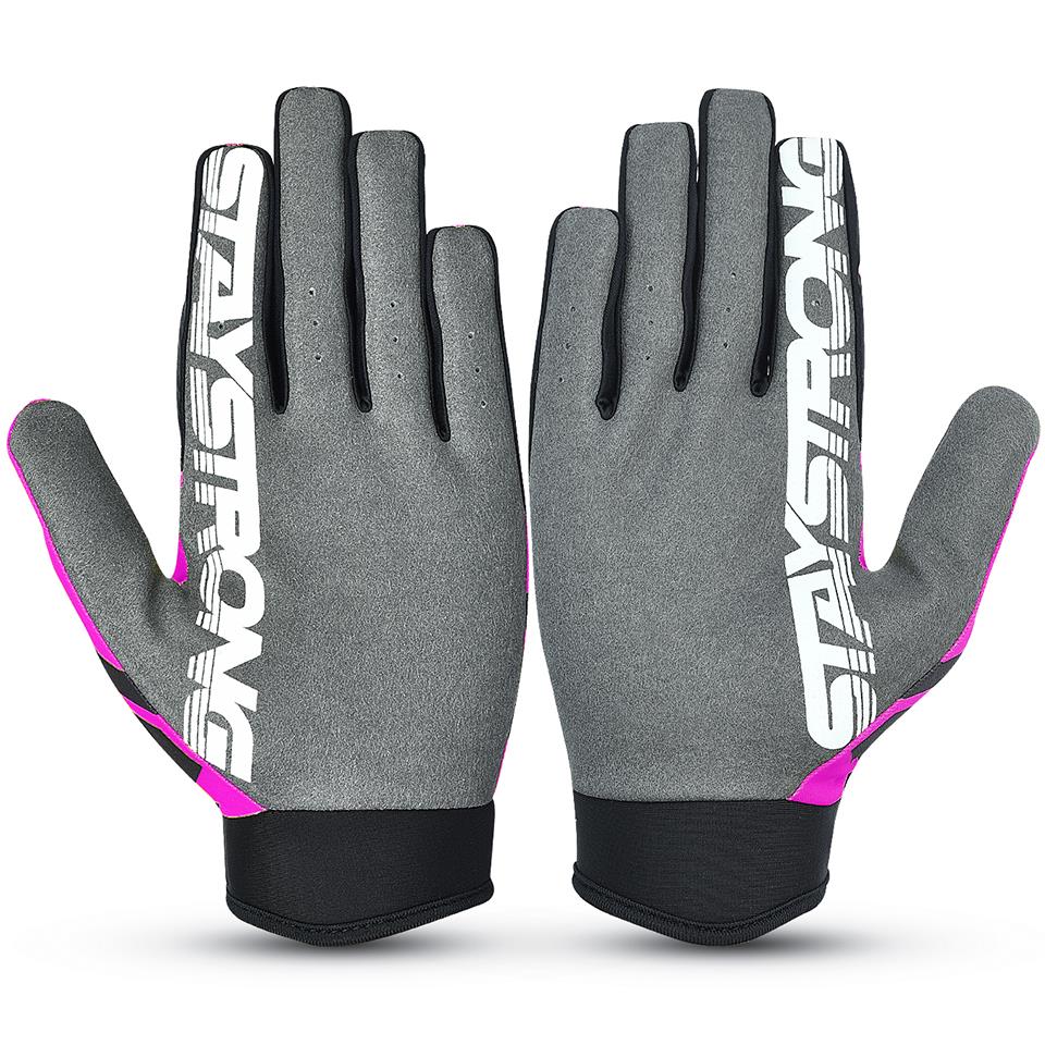 Stay Strong Chev Stripe Gloves - Pink