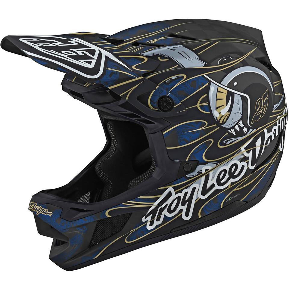Troy Lee D4 Carbone Casque de course - Blue Oey Rield en édition limitée
