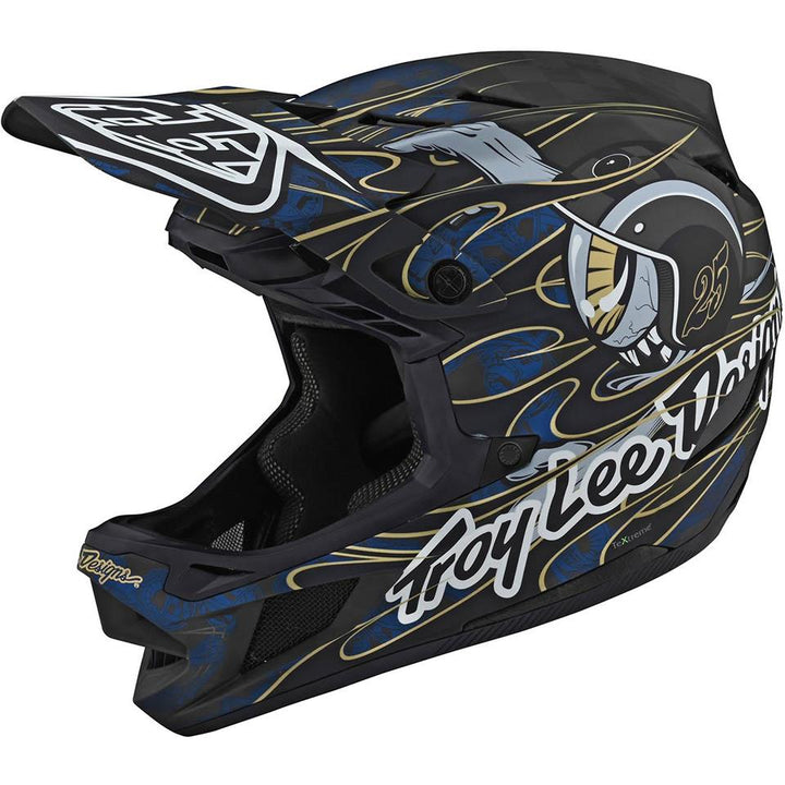 Troy Lee D4 Carbone Casque de course - Blue Oey Rield en édition limitée