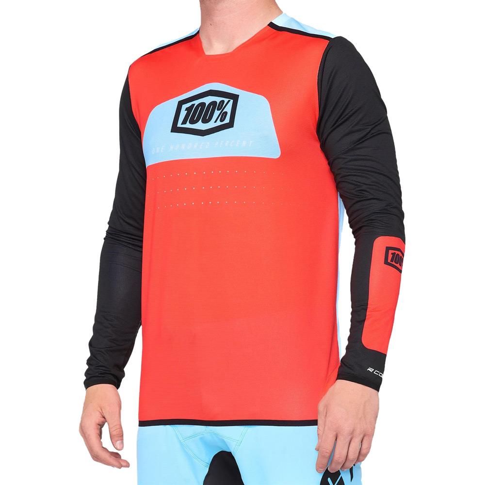 100% R -Core X Race Jersey - Fluo Red/Negro