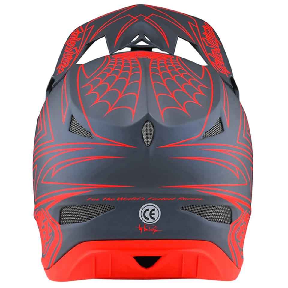 Troy Lee D3 Fiberlite Race Helmet - SpiderStripe Grey/Red