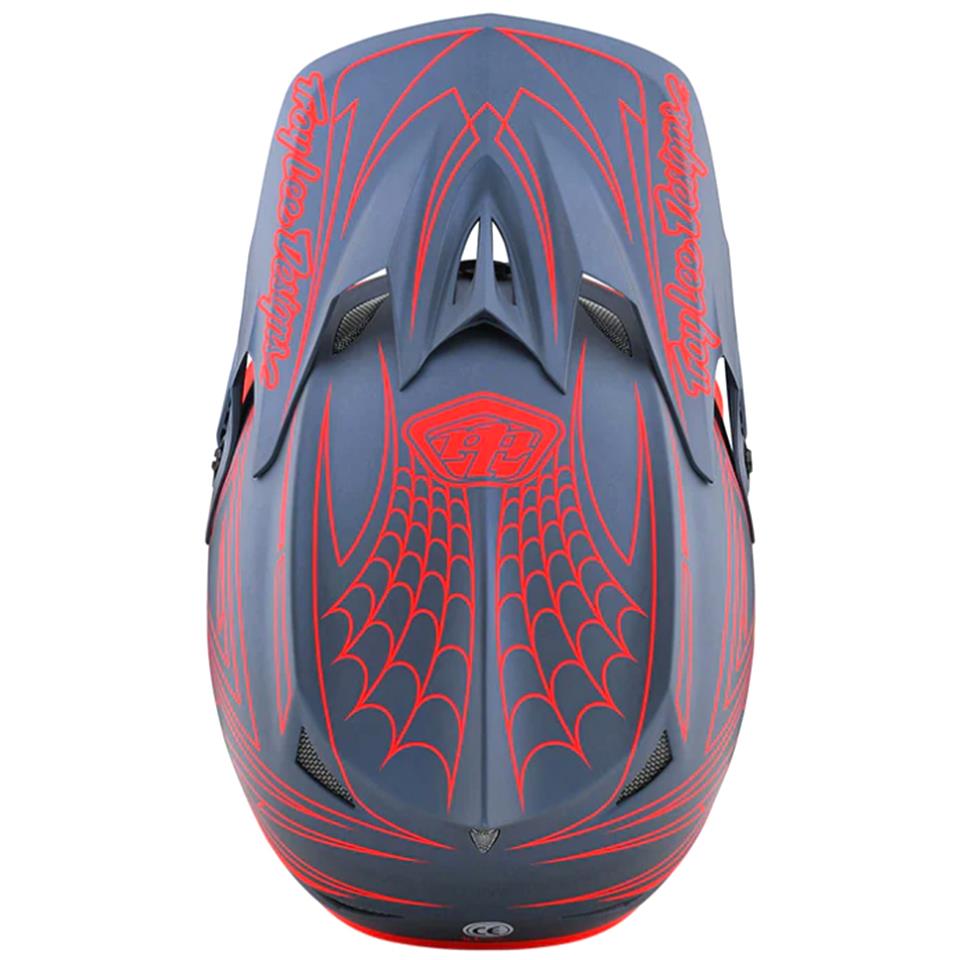 Troy Lee D3 Fiberlite Race Helmet - SpiderStripe Grey/Red