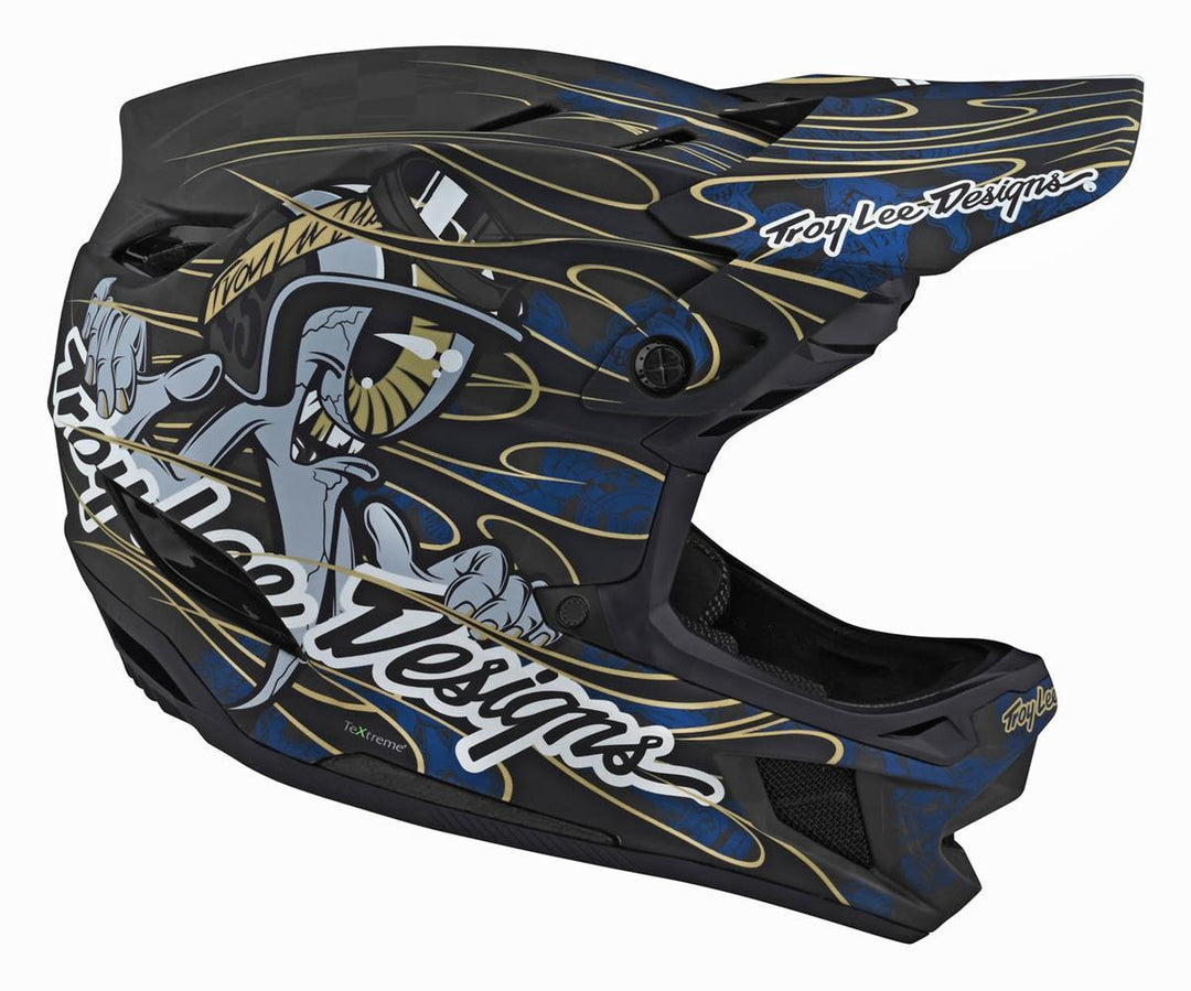 Troy Lee D4 Carbone Casque de course - Blue Oey Rield en édition limitée