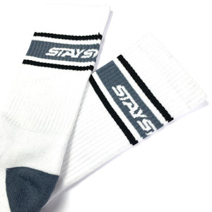 Stay Strong Stripe Socks -White
