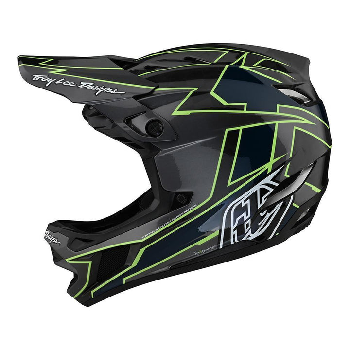 Troy Lee D4 Carbon Rennhelm - Grafik grau/grün