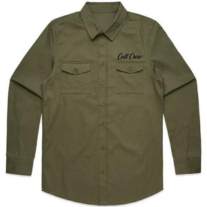 Cult Militant Button Up Shirt - Army Green