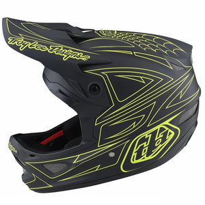 Troy Lee D3 Fiberlite Race Helmet - Spiderstripe Grey/Yellow