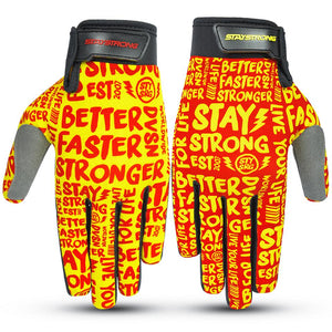 Stay Strong Sketch Youth Gloves - Red/Yellow