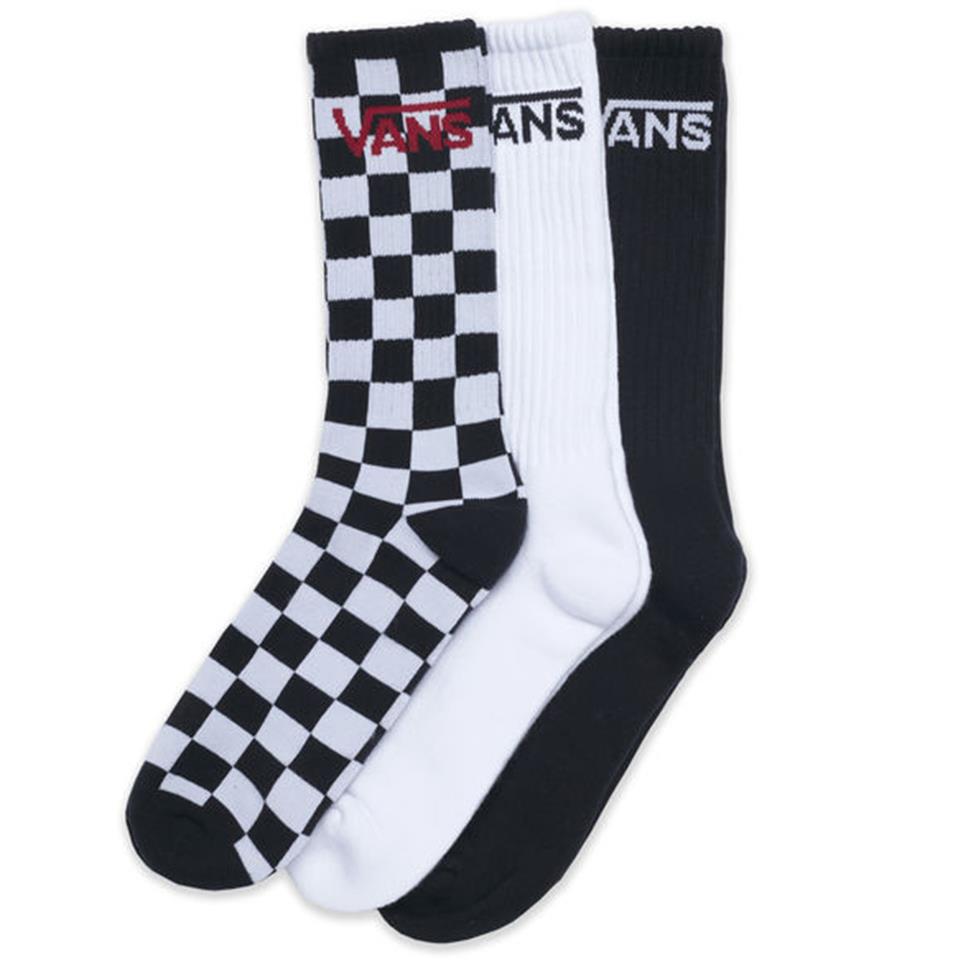 Vans Classic Crew Socks 3 Pack - Assorted Black Checkerboard