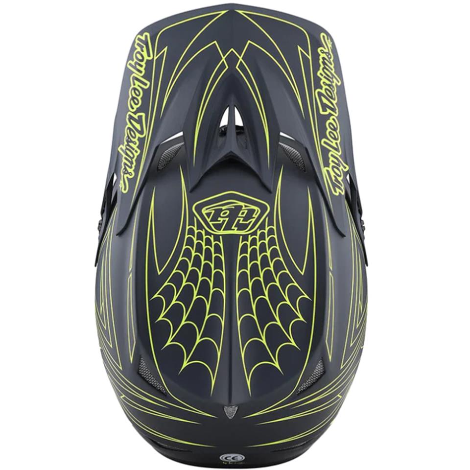 Troy Lee D3 Fiberlite Race Helmet - Spiderstripe Grey/Yellow