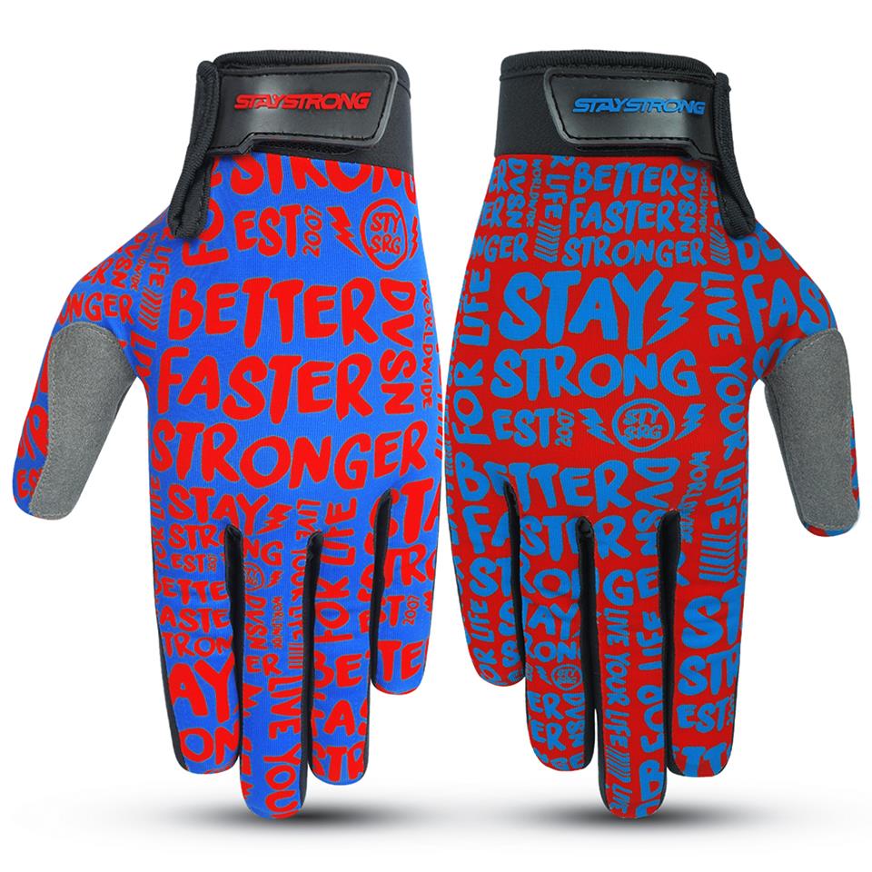 Stay Strong Sketch Gloves - Red/Blue