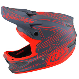 Troy Lee D3 Fiberlite Race Helmet - SpiderStripe Grey/Red