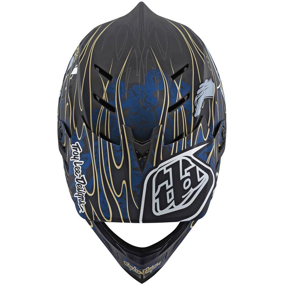 Troy Lee D4 Carbone Casque de course - Blue Oey Rield en édition limitée