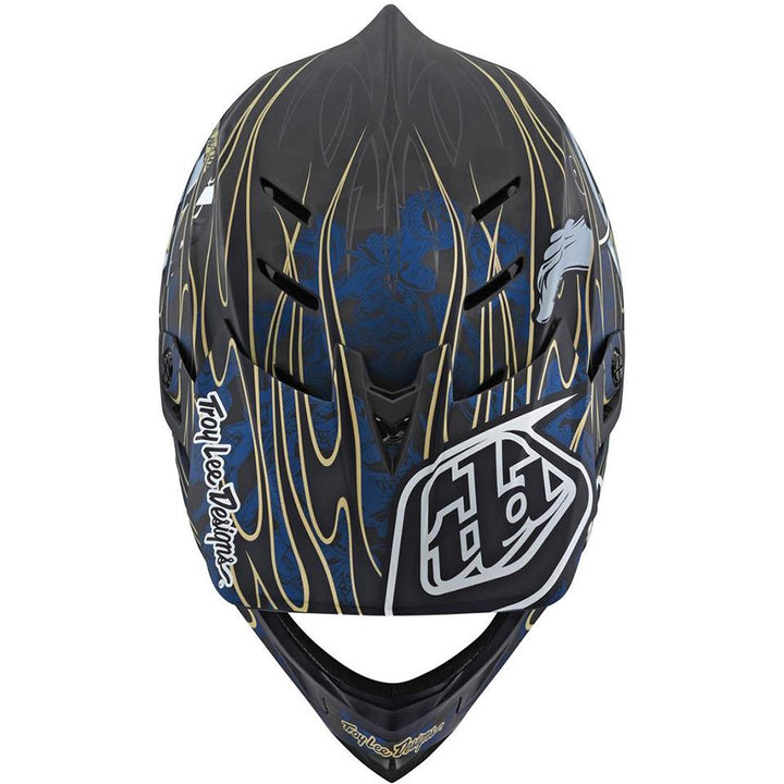 Troy Lee D4 Carbone Casque de course - Blue Oey Rield en édition limitée