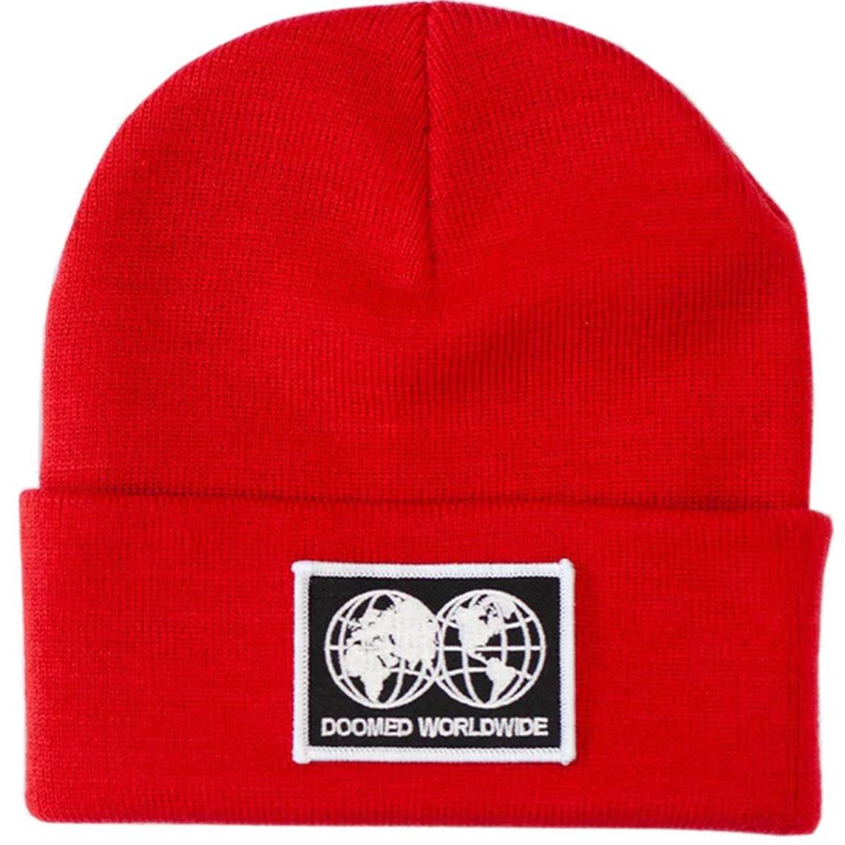Doomed Globe Patch Beanie - Red
