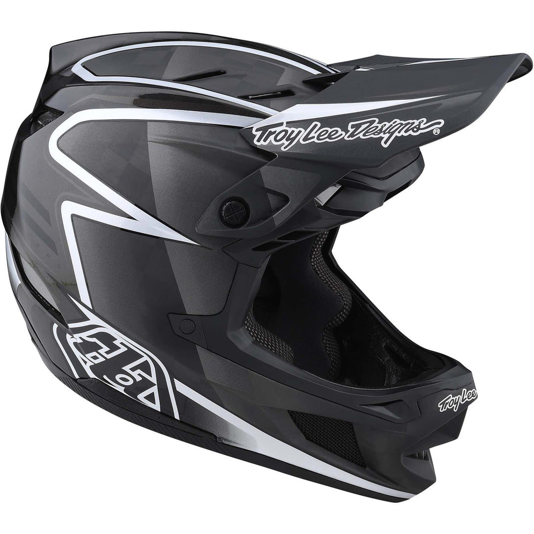 Troy Lee D4 Carbone Casque de course - lignes /Noir/Gris